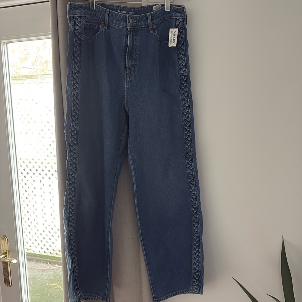 NWT Old Navy sky-hi wide leg braided jeans